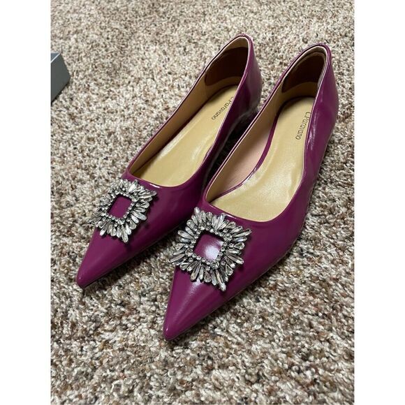 Brand New C. Paravano Women’s EU 40 US 10 Purple Crystal Leather Flats - Picture 1 of 8